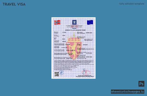 Beispiel für eine norwegische Arbeitserlaubnis und ein E-Visum (Vorschau)